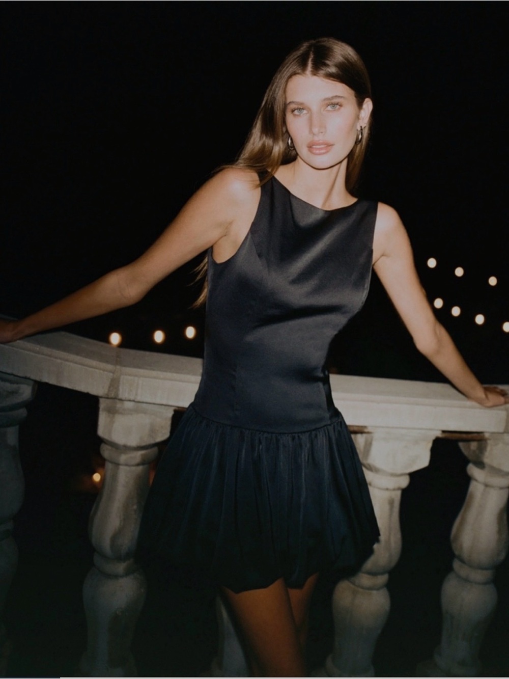 NWT Classic Black Satin Mini Dress